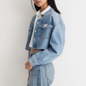 Madewell x Molly Dickson Denim Oversized Crop Shirt S NWT
